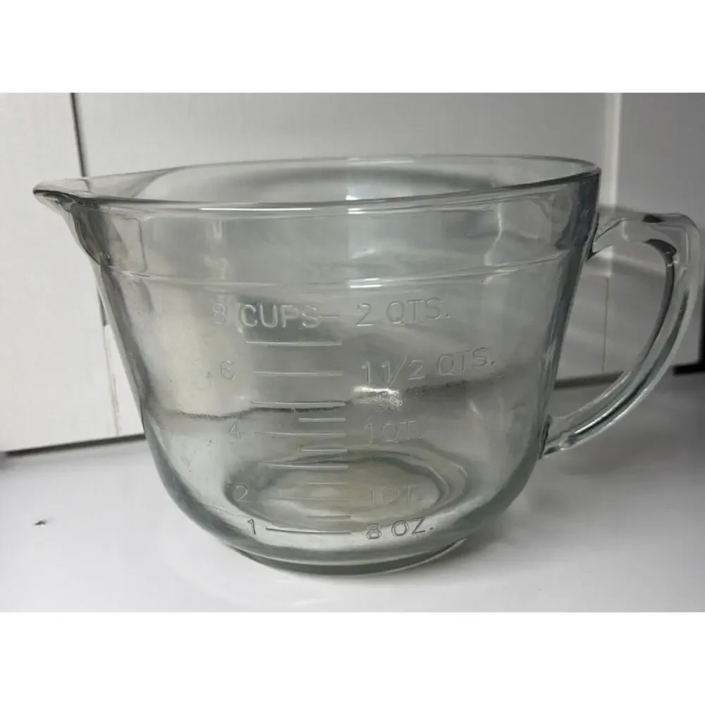 Vintage Anchor Hocking Clear 8 Cup 2 Quart Glass Measuring Cup Batter Bowl